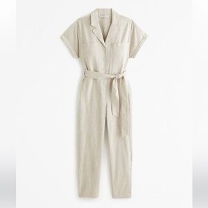 Abercrombie & fitch linen blend utility jumpsuit